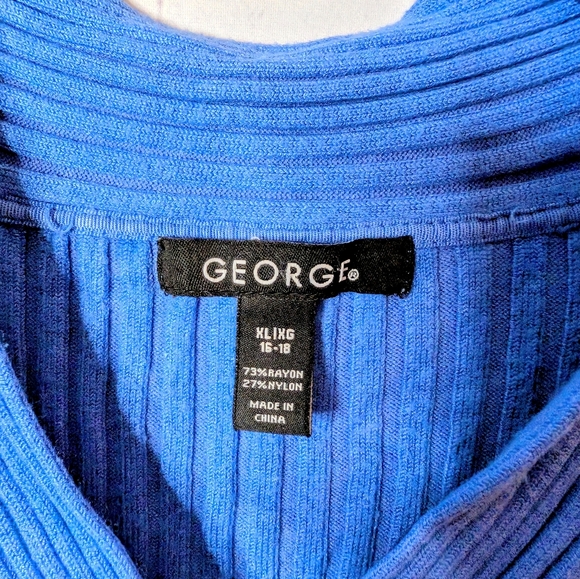 George Vibrant Blue Ribbed Knit Top - Picture 2 of 4